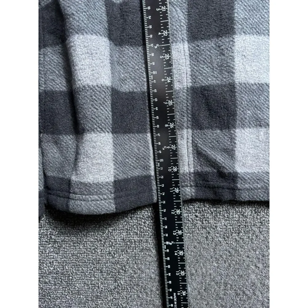 Company Eighty One Hoodie Mens XL Gray Buffalo Plaid Fleece Pullover C39HD009
